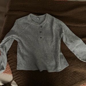Cozy Gray Ribbed Henley